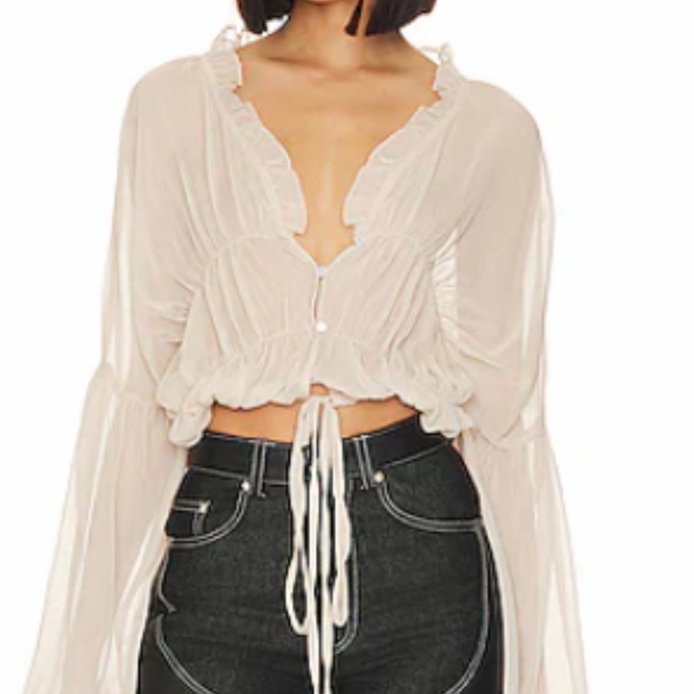 Chic Cream Ruffle Blouse